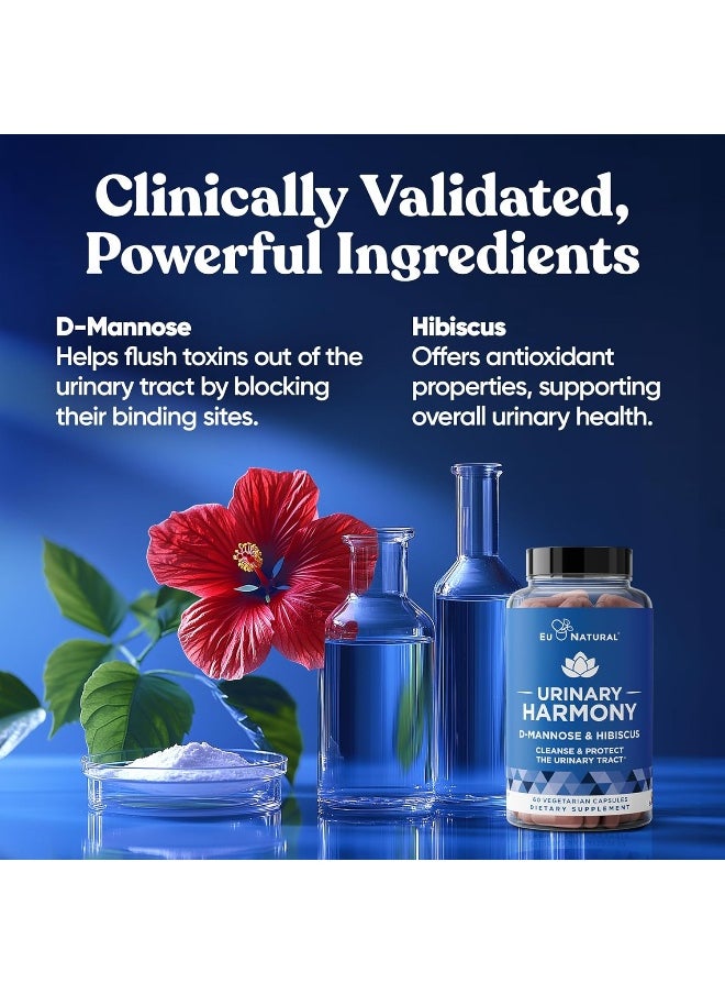 Eu Natural Harmony D-Mannose – Urinary Tract Ut Cleanse & Bladder Health – Fast-Acting Detoxifying Strength, Flush Impurities, Clear System – Hibiscus Pills  - Image 4
