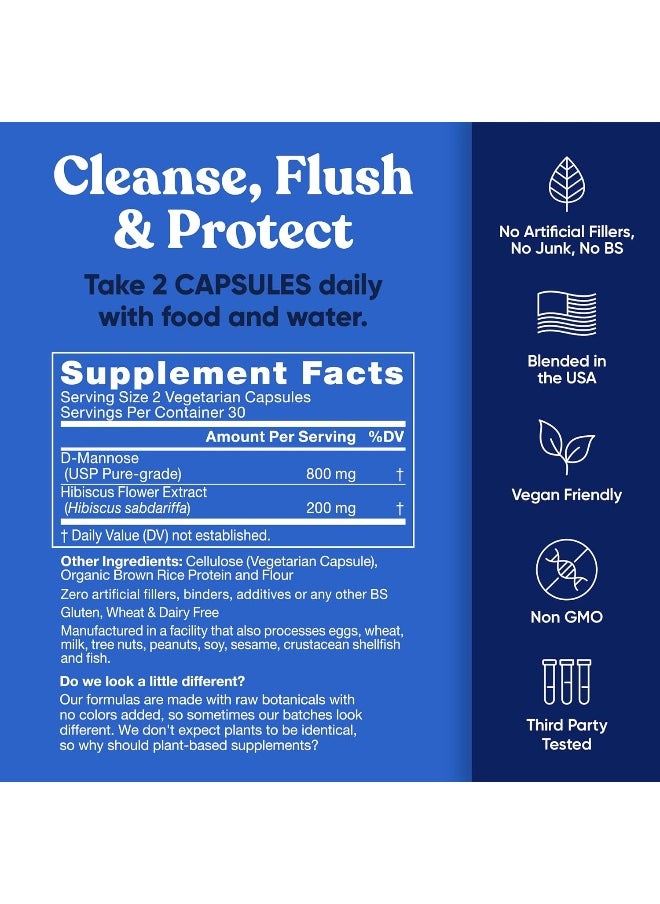 Eu Natural Harmony D-Mannose – Urinary Tract Ut Cleanse & Bladder Health – Fast-Acting Detoxifying Strength, Flush Impurities, Clear System – Hibiscus Pills  - Image 5
