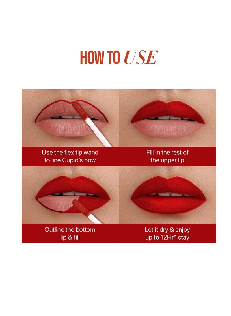 MyGlamm Liquid Matte Lipstick Red  3 ml  With Moringa Oil  12HR Long lasting Lipstick   Cruelty Free Matte Lipstick - Image 3
