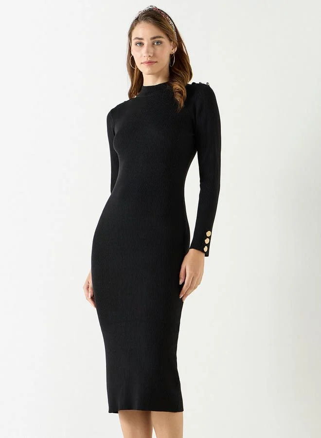 2Xtremz 2Xtremz Textured Bodycon Dress with Long Sleeves