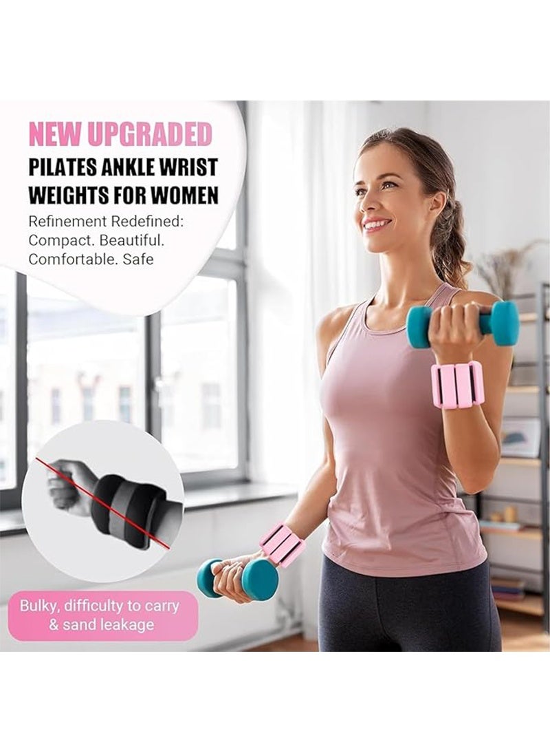 Yoawllty 2 Packs Ankle Weights, Wrist and Ankle Weights Sets, Portable Wrist Weight Cuffs for Home and Office, Walking, Yoga, Dance, Barre, Gym(1 Lbs Pink)  - Image 3