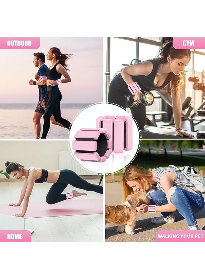 Ankle Weights 2 Packs, Wrist and Ankle Weights Sets, Portable Wrist Weight Cuffs for Home and Office, Walking, Yoga, Dance, Barre, Gym(1 Lbs Pink)
