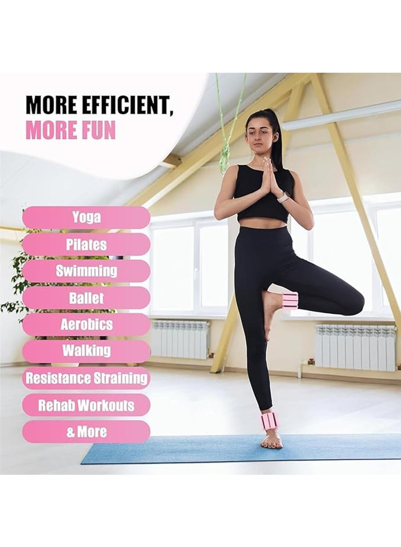 Yoawllty 2 Packs Ankle Weights, Wrist and Ankle Weights Sets, Portable Wrist Weight Cuffs for Home and Office, Walking, Yoga, Dance, Barre, Gym(1 Lbs Pink)  - Image 5