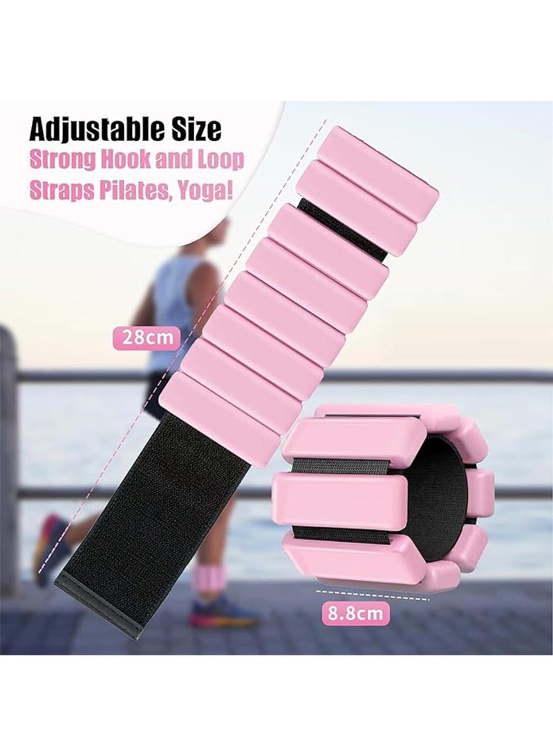 Yoawllty 2 Packs Ankle Weights, Wrist and Ankle Weights Sets, Portable Wrist Weight Cuffs for Home and Office, Walking, Yoga, Dance, Barre, Gym(1 Lbs Pink)  - Image 4