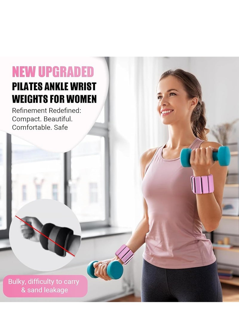 Yoawllty - 2 Packs Ankle Weights, Wrist and Ankle Weights Sets, Portable Wrist Weight Cuffs for Home and Office, Walking, Yoga, Dance, Barre, Gym(1 Lbs Pink) - Image 1