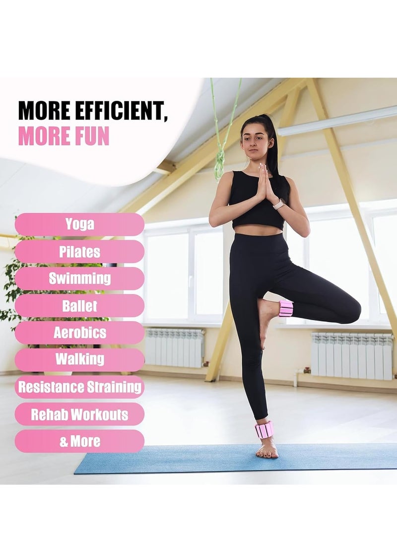 Yoawllty - 2 Packs Ankle Weights, Wrist and Ankle Weights Sets, Portable Wrist Weight Cuffs for Home and Office, Walking, Yoga, Dance, Barre, Gym(1 Lbs Pink) - Image 1
