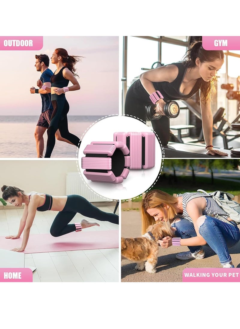 Yoawllty - 2 Packs Ankle Weights, Wrist and Ankle Weights Sets, Portable Wrist Weight Cuffs for Home and Office, Walking, Yoga, Dance, Barre, Gym(1 Lbs Pink) - Image 1
