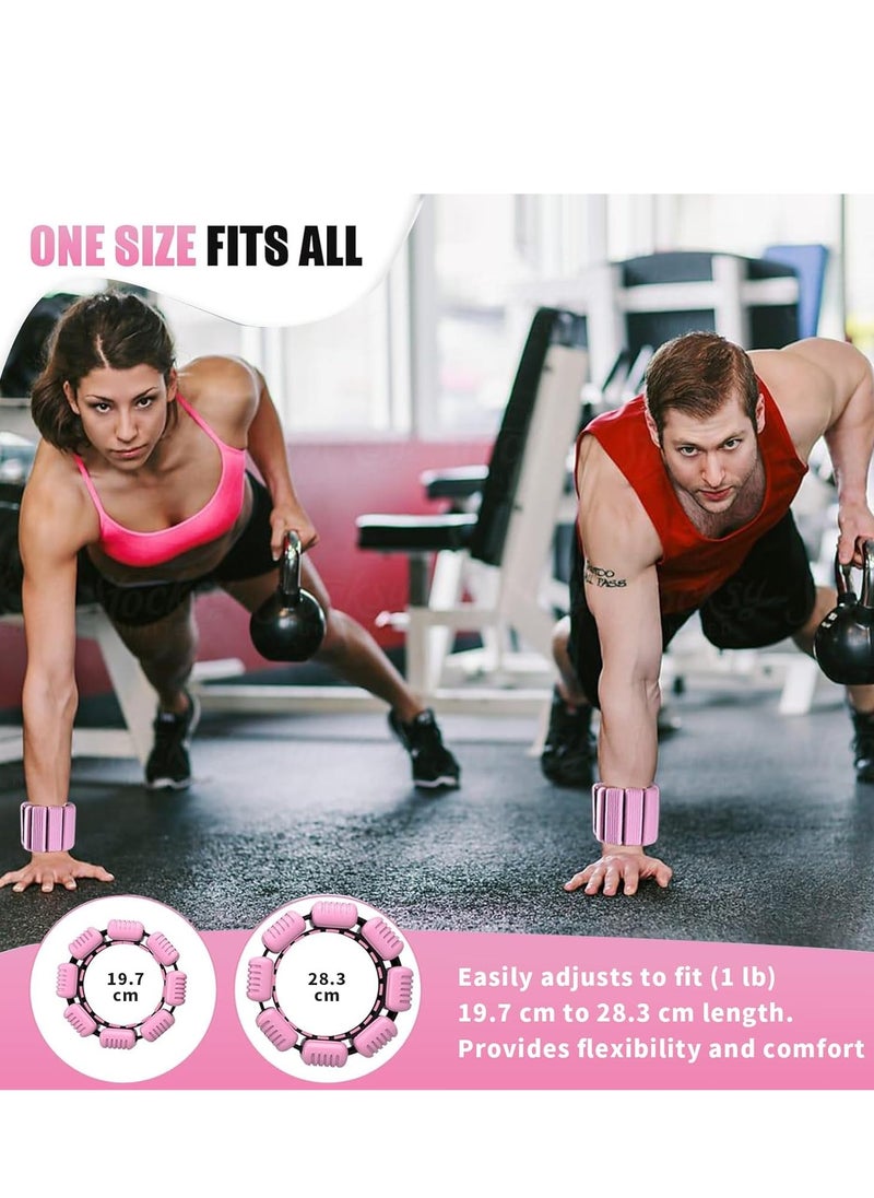 Yoawllty - 2 Packs Ankle Weights, Wrist and Ankle Weights Sets, Portable Wrist Weight Cuffs for Home and Office, Walking, Yoga, Dance, Barre, Gym(1 Lbs Pink) - Image 1