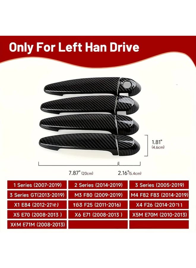 Carbon Fiber Car Door Handle Cover Trim Decal Sticker Black For BMW E87 F20 F22 F23 E90 E92 E93 F30 F34 F35 F32 F33 F36 F21 F80 F82 F83 E84 E70 E71 F25 F26 X1 X3 X4 X5 X6 M3 M4 - Image 2