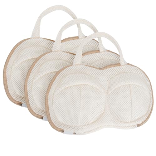 DESONAUT 3Pcs Bra Wash Bags for Laundry Lingerie Brassiere Bag bra washing protector holder for Washing Machine Beige(A to C Cups) - Image 1