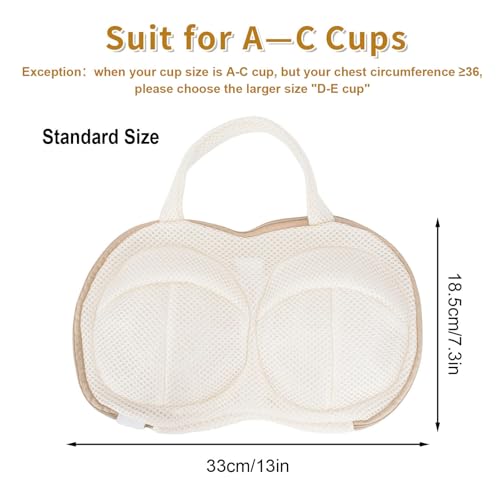 DESONAUT 3Pcs Bra Wash Bags for Laundry Lingerie Brassiere Bag bra washing protector holder for Washing Machine Beige(A to C Cups) - Image 3