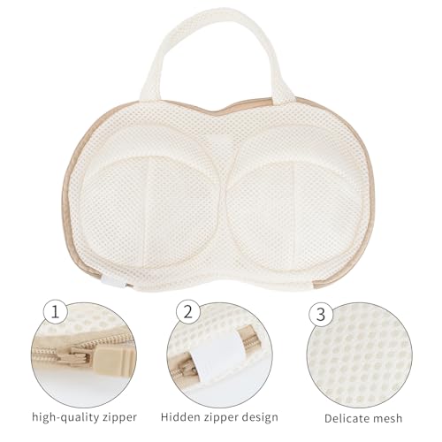 DESONAUT 3Pcs Bra Wash Bags for Laundry Lingerie Brassiere Bag bra washing protector holder for Washing Machine Beige(A to C Cups) - Image 4