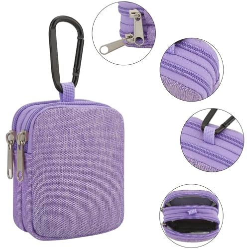 E-Tree Coin Purse with Carabiner Clip, Dual Layer Card Case Holder, Mini Pouch for AirPod Earphone Keychain USB Cable,Wallet, Small Accessories Organizer Bag for Women and Men (Purple) - Image 5