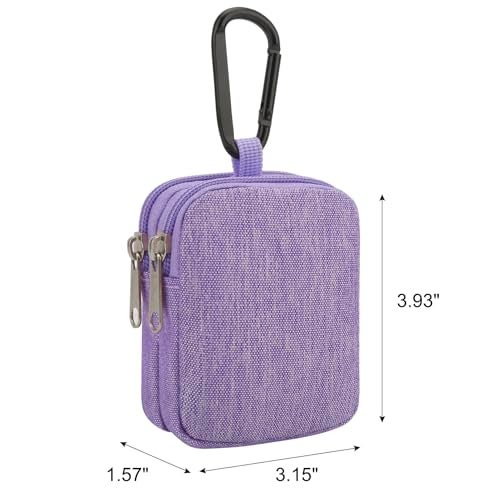 E-Tree Coin Purse with Carabiner Clip, Dual Layer Card Case Holder, Mini Pouch for AirPod Earphone Keychain USB Cable,Wallet, Small Accessories Organizer Bag for Women and Men (Purple) - Image 2