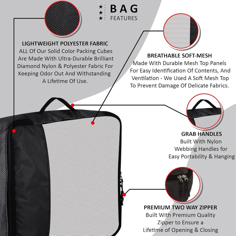 TRIP ON GO Packing Cubes Travel Organizer Pouch Packing Bags for Travelling Travel Pouches for Women Pouch for Men Cloth Bag for Travel Polyester Set of 42L2M Black - Image 3