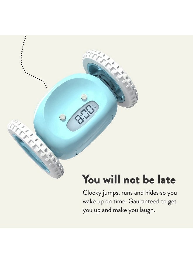 CLOCKY Loud Alarm Clock For Heavy Sleepers On Wheels (Adults Kids Teens Bedroom) Run Away Moving Annoying Jump Roll Vibrating 1 Time Snooze Wake Up Energized Digital (Funny Gift) (Blue) - Image 2