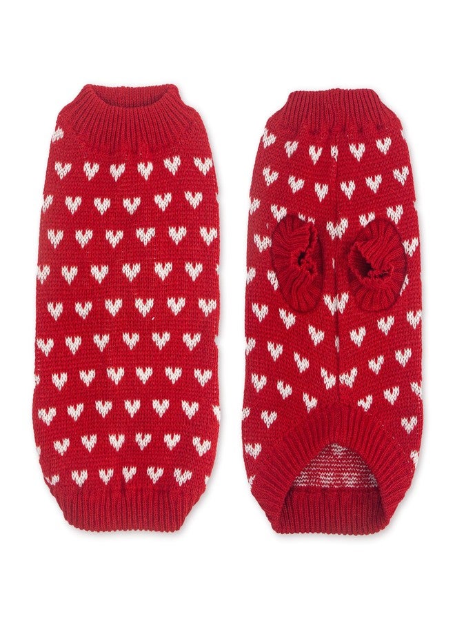 krastmon Dog Sweater Heart Puppy Sweater Warm Soft Pet Cloth Dog Outfits for Small Dogs and Cats (Red, XXL) - Image 2