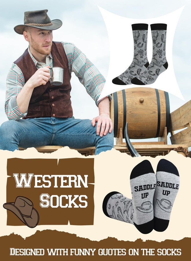 Skicuff جوارب Skicuff الغربية، 6 أزواج، جوارب بتصميم رعاة البقر، جوارب بنقشة الخيول، جوارب بنقشة أحذية رعاة البقر، هدايا مرحة وعصرية للرجال والنساء، هدايا للعطلات - Image 4