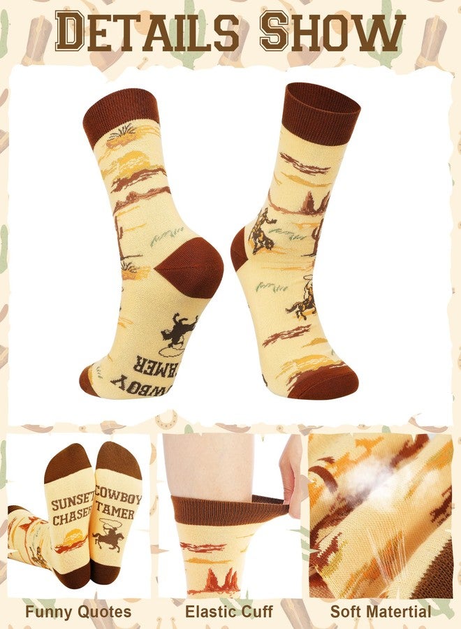 Skicuff جوارب Skicuff الغربية، 6 أزواج، جوارب بتصميم رعاة البقر، جوارب بنقشة الخيول، جوارب بنقشة أحذية رعاة البقر، هدايا مرحة وعصرية للرجال والنساء، هدايا للعطلات - Image 3