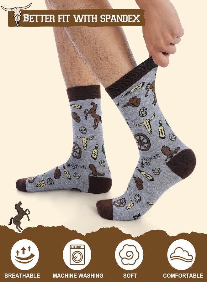 Skicuff جوارب Skicuff الغربية، 6 أزواج، جوارب بتصميم رعاة البقر، جوارب بنقشة الخيول، جوارب بنقشة أحذية رعاة البقر، هدايا مرحة وعصرية للرجال والنساء، هدايا للعطلات - Image 5