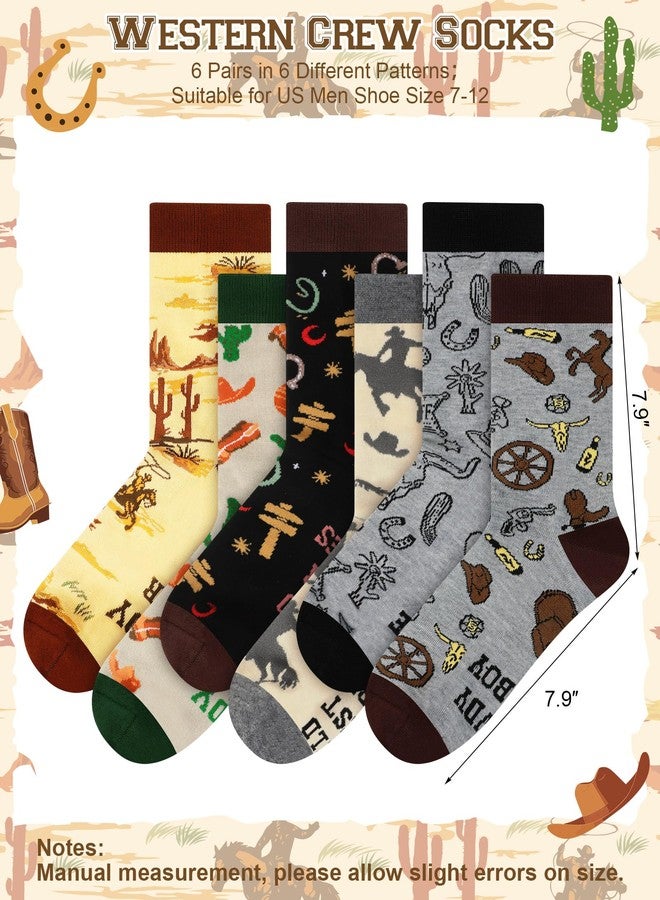 Skicuff جوارب Skicuff الغربية، 6 أزواج، جوارب بتصميم رعاة البقر، جوارب بنقشة الخيول، جوارب بنقشة أحذية رعاة البقر، هدايا مرحة وعصرية للرجال والنساء، هدايا للعطلات - Image 2
