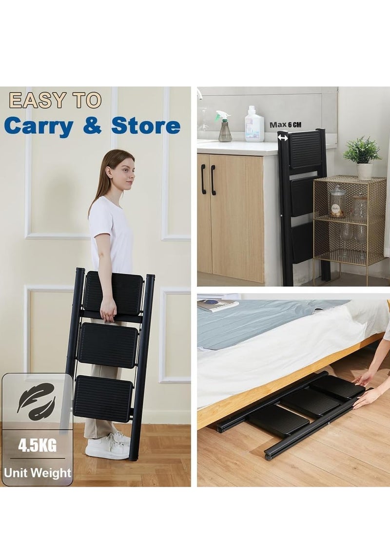 GUDOO HighQuality 3Step Folding Step Stool for Adults NonSlip Wide Pedals 150kg Load Capacity Versatile and Safe Home Solution - Image 4