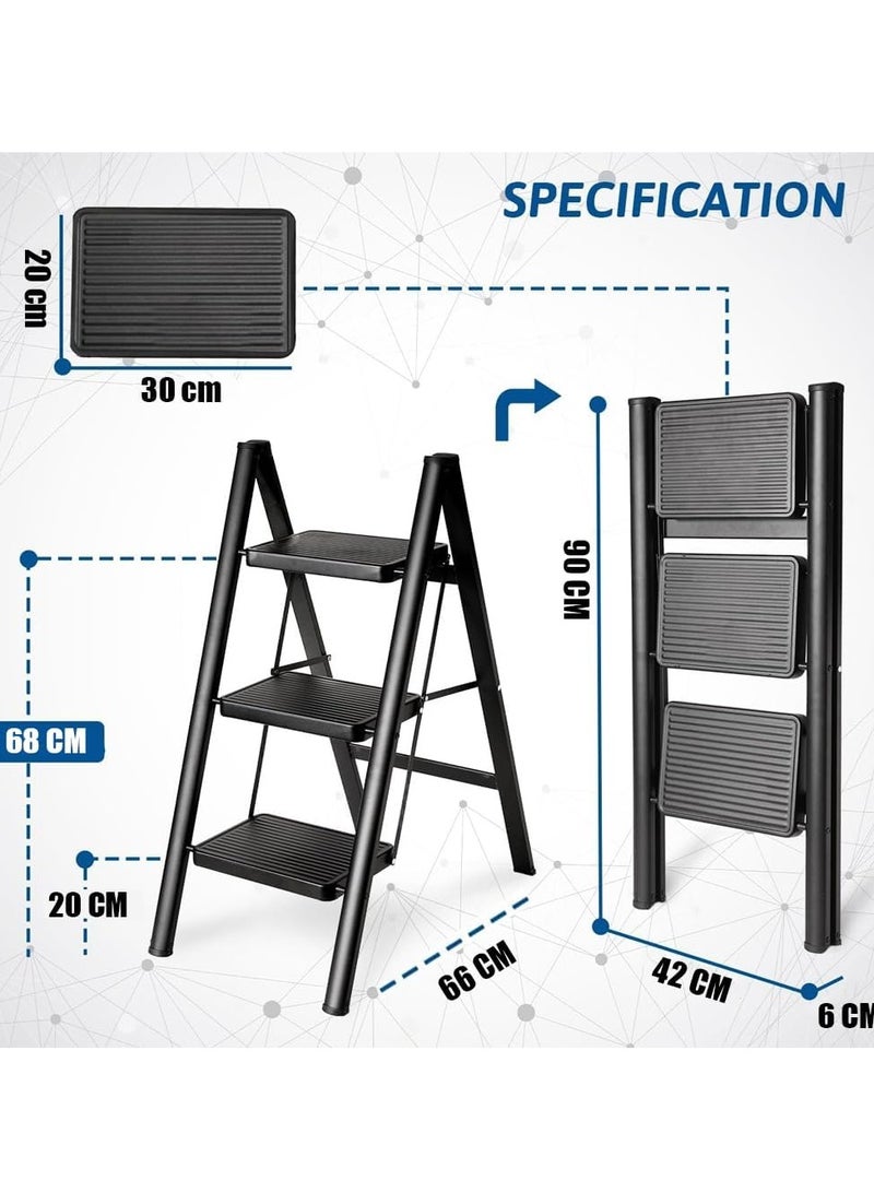 GUDOO HighQuality 3Step Folding Step Stool for Adults NonSlip Wide Pedals 150kg Load Capacity Versatile and Safe Home Solution - Image 5