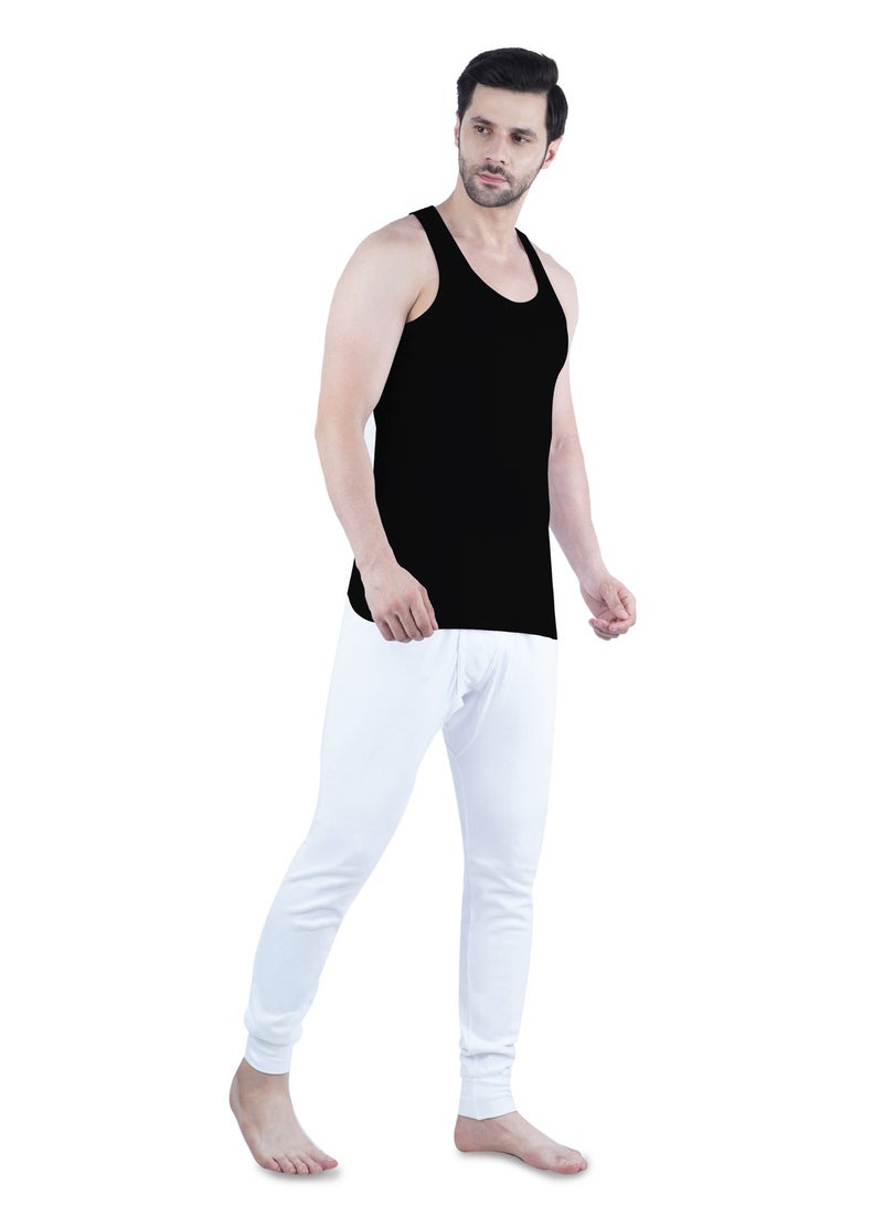 WHITE LEAF Men's Tank Top Vest 3PCS Pack – 100% Combed Cotton Breathable Sleeveless Innerwear, BK/GYM/NV - Image 4