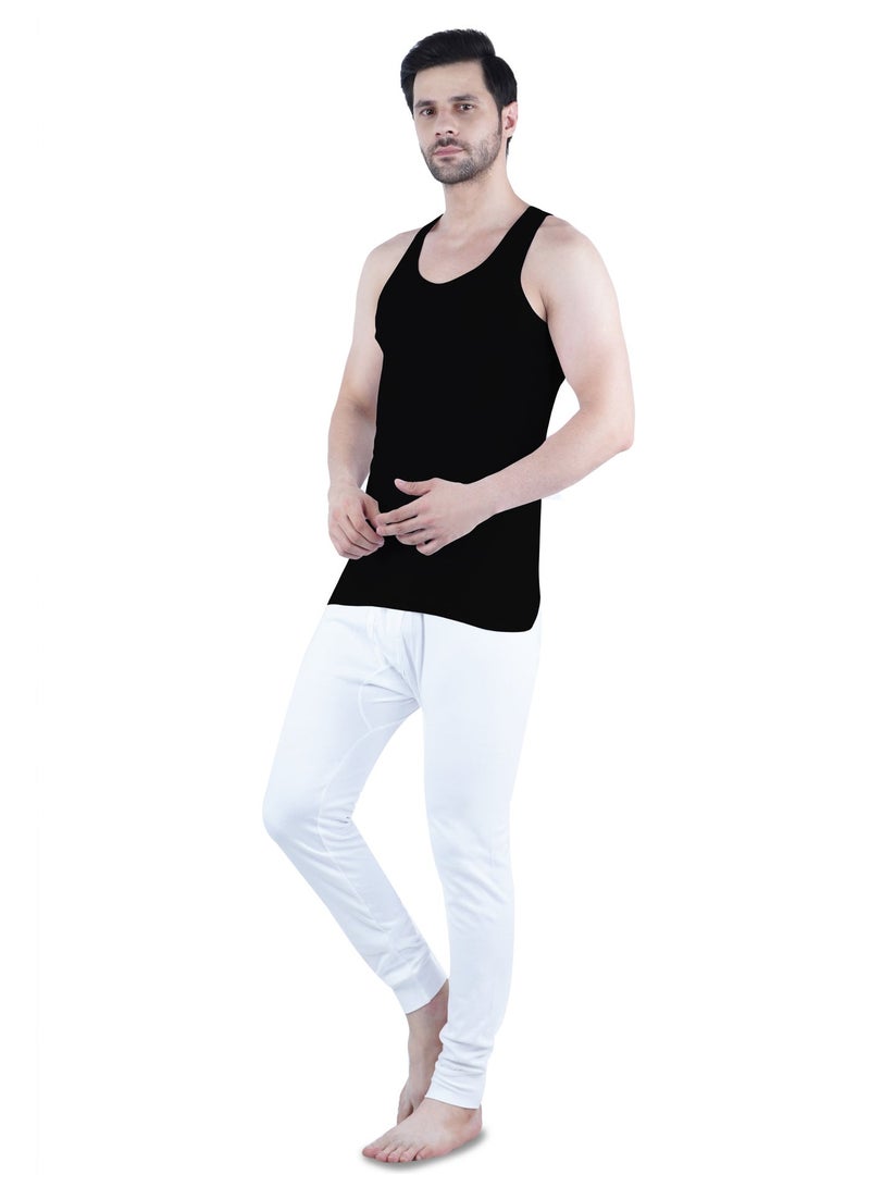 WHITE LEAF Men's Tank Top Vest 3PCS Pack – 100% Combed Cotton Breathable Sleeveless Innerwear, BK/GYM/NV - Image 3