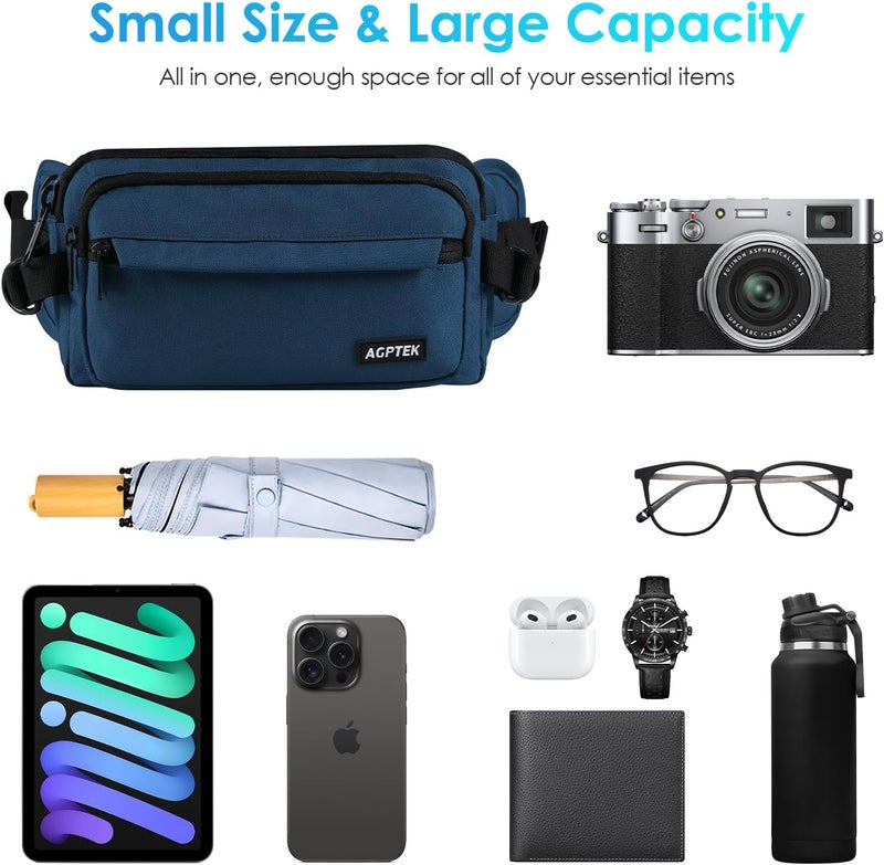 AGPtek Fanny Pack for Women Men, RFID Large Capacity Waist Wallet Bag, Adjustable & Waterproof Bum Belt Pouch for Travel, Running, Shopping, Hiking, Dog Walking, Cycling, Climbing - Image 4