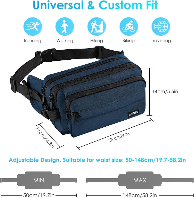AGPtek Fanny Pack for Women Men, RFID Large Capacity Waist Wallet Bag, Adjustable & Waterproof Bum Belt Pouch for Travel, Running, Shopping, Hiking, Dog Walking, Cycling, Climbing - Image 3