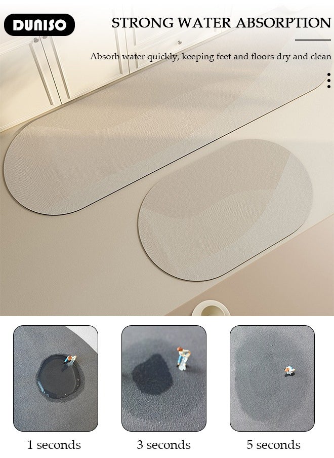 DUNISO 2 PCS  Kitchen Mats and Rugs Set , Non Slip Heavy Duty Standing Mat, Quick Dry Diatom Mud Floor Mat,  Extra Soft and Absorbent Floor Mats for  Kitchen, Bath, Office, Laundry(40*60cm+40*120cm)  - Image 3