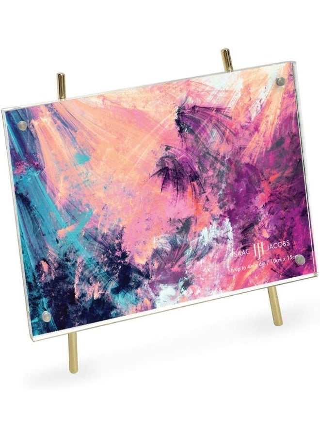 Isaac Jacobs 4x6 Gold Magnetic Acrylic Metal Easel Frame (4x6 Horizontal) (Gold) - Image 2