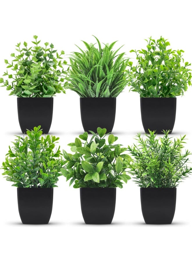 Der Rose 6-Pack Small Artificial Potted Plants, Faux Greenery in Decorative Pots for Home, Office, Bathroom, Farmhouse, Shelf, Desk, Indoor Décor, Easy Maintenance, Realistic Mini Faux Plants for Living Room and Workspace - Image 1