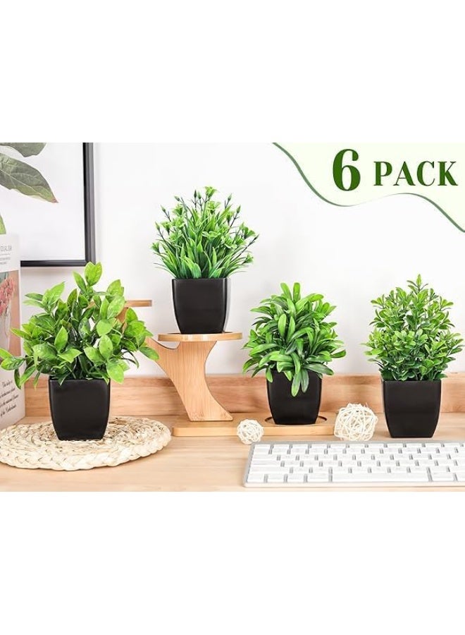 Der Rose 6-Pack Small Artificial Potted Plants, Faux Greenery in Decorative Pots for Home, Office, Bathroom, Farmhouse, Shelf, Desk, Indoor Décor, Easy Maintenance, Realistic Mini Faux Plants for Living Room and Workspace - Image 2