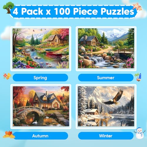 Ciavotie 4Pack 100 Piece Puzzles for Seniors Country Life Large Piece Puzzles for Seniors Puzzle Dementia Alzheimers Products Activities for Elderly Adults Kids Puzzle for Kids Ages 68 810 - Image 5