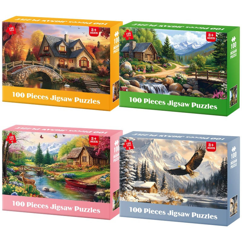 Ciavotie 4Pack 100 Piece Puzzles for Seniors Country Life Large Piece Puzzles for Seniors Puzzle Dementia Alzheimers Products Activities for Elderly Adults Kids Puzzle for Kids Ages 68 810 - Image 3