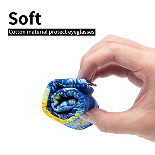 Face Shadow Double Glasses Case Soft Eyeglass Case For Women Men Squeeze Top Sunglasses Case With Cleaning Cloth - Image 5