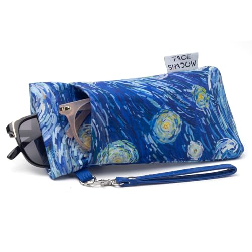 Face Shadow Double Glasses Case Soft Eyeglass Case For Women Men Squeeze Top Sunglasses Case With Cleaning Cloth - Image 1