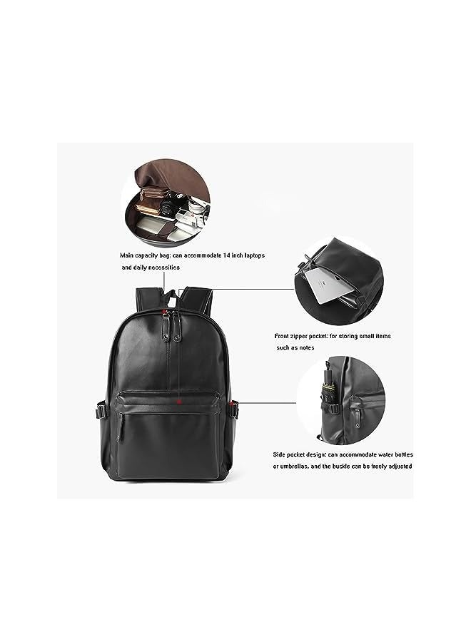 PROMASS Backpack Laptop Black, Leather Laptop Backpack for Men Wowen, School College Bookbag Casual Travel Daypack  - Image 3