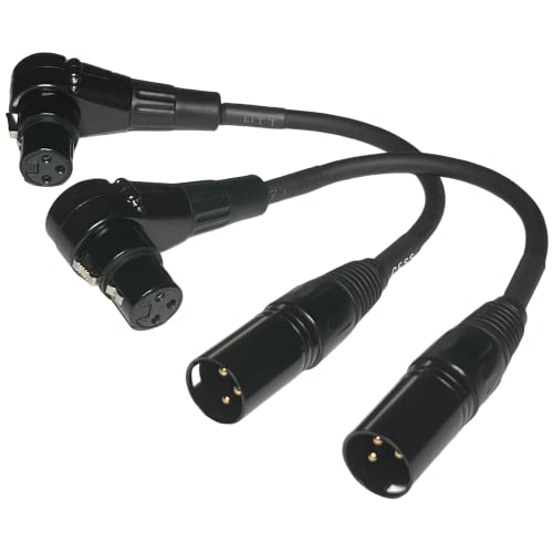 CNCESS CESS-041 Right Angle Female XLR to Straight Male XLR Plug Cable, 3-Pin to 3-Pin, 2 Pack - Image 1