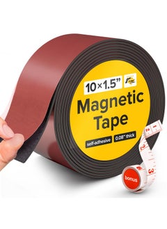 X-bet MAGNET Flexible Magnetic Tape - Wide 1.5 Inch X 10 Feet Magnetic Strip With Strong Self Adhesive - Premium Magnetic Roll For Diy And Craft Projects - Sticky Magnets For Refrigerator And Dry Erase Board  - Image 1