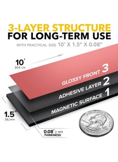 X-bet MAGNET Flexible Magnetic Tape - Wide 1.5 Inch X 10 Feet Magnetic Strip With Strong Self Adhesive - Premium Magnetic Roll For Diy And Craft Projects - Sticky Magnets For Refrigerator And Dry Erase Board  - Image 2