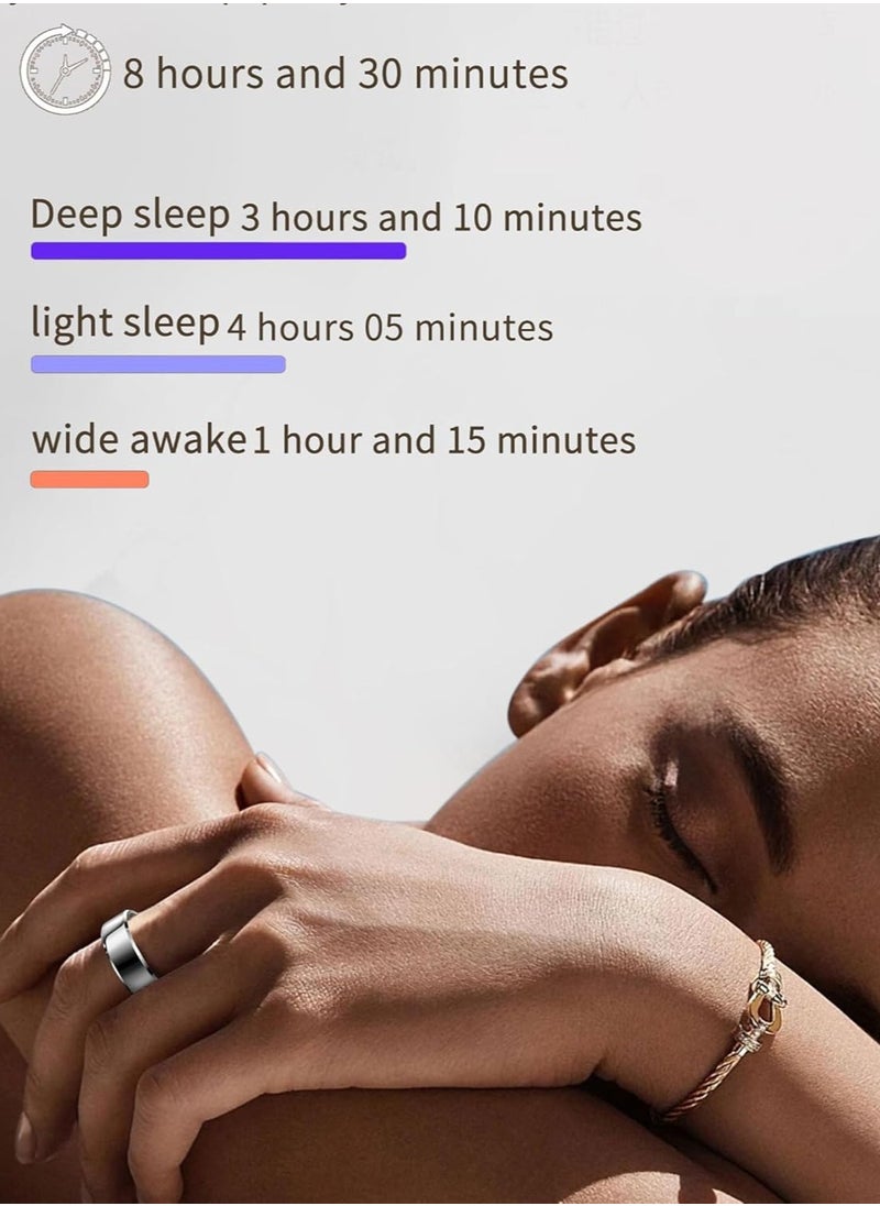 Smart Rings for Men Health Ring Heart Rate Monitor Sleep Monitor Smart Fitness Tracker for Women Gesture Control Photography Step Counter Compatible with iOS Android Phones（ #11/2.543in）