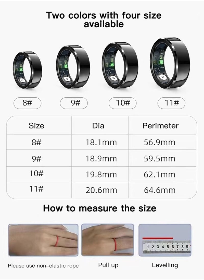 Smart Rings for Men Health Ring Heart Rate Monitor Sleep Monitor Smart Fitness Tracker for Women Gesture Control Photography Step Counter Compatible with iOS Android Phones（ #11/2.543in）