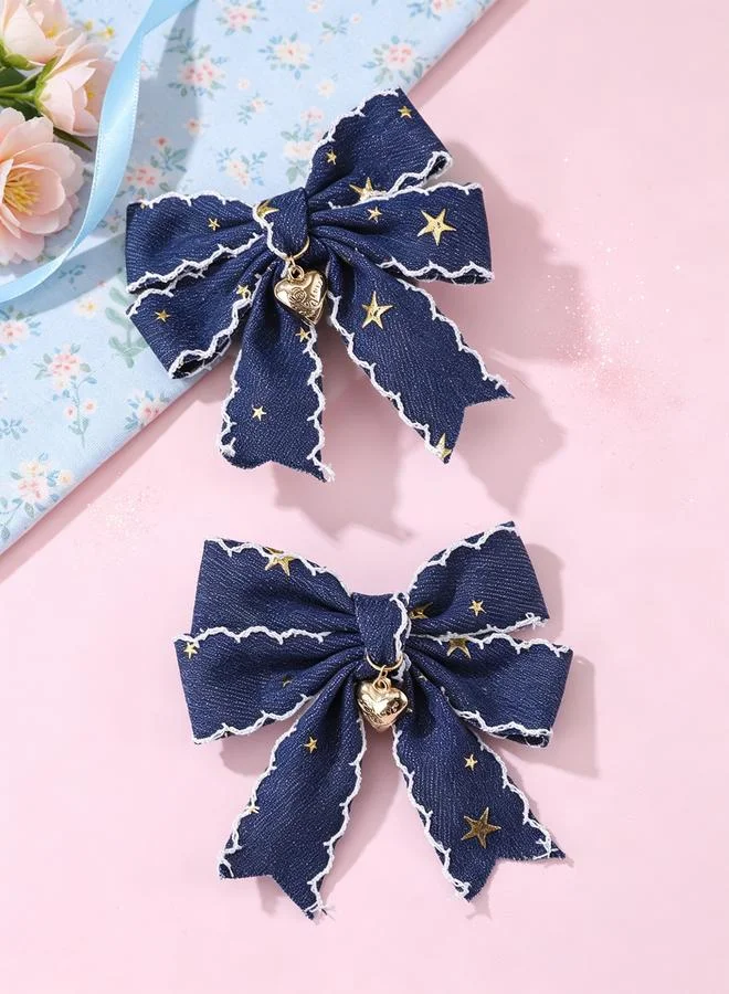 تايك تو Set of 2 - Star Print Bow Hair Clips