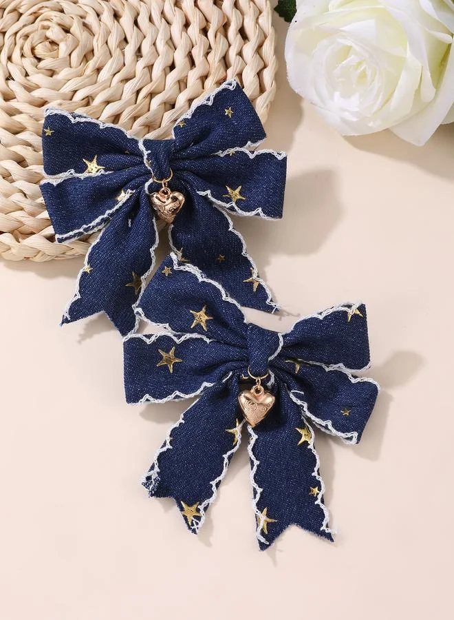 Take Two  Set of 2 - Star Print Bow Hair Clips for Women | Best Price UAE