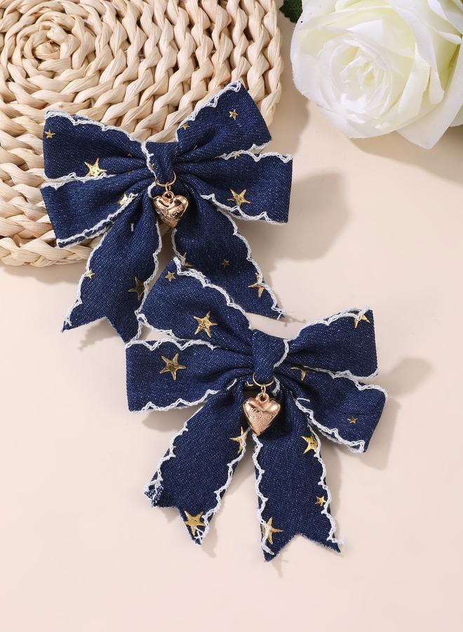 Take Two Set of 2 - Star Print Bow Hair Clips - Image 3