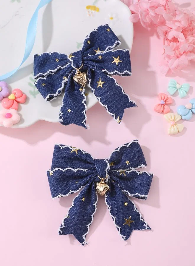 تايك تو Set of 2 - Star Print Bow Hair Clips