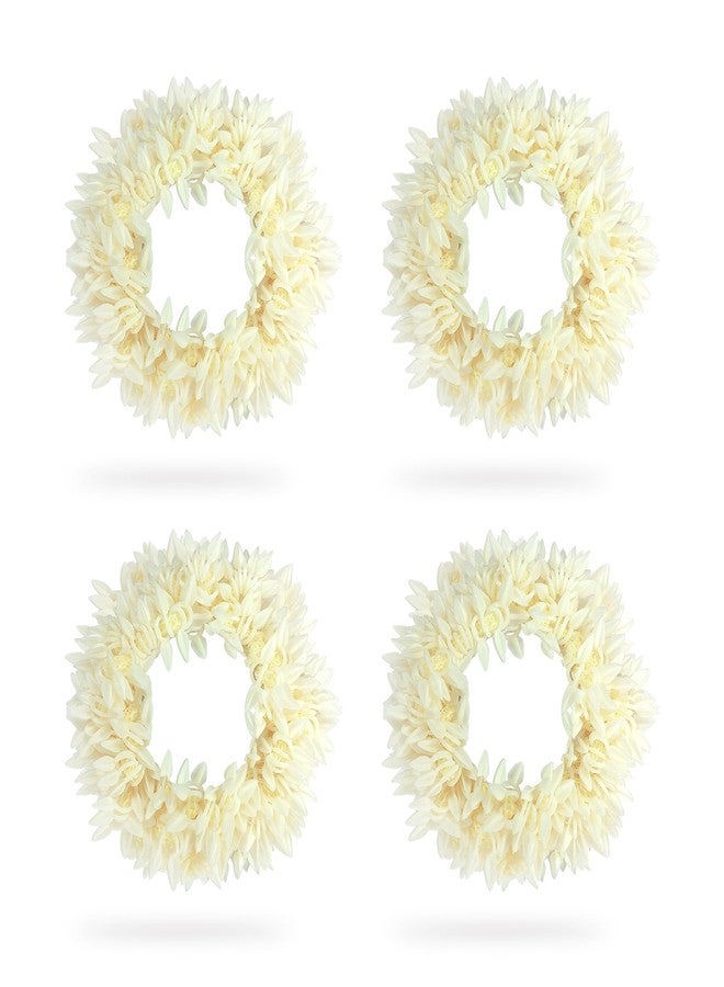 Sanas Artificial Gajra For Hair Bun (4Pcs) Artificial Flower For Hair Bun Accessories For Woman Reusable Artificial Flowers For Hair Styling Juda Accessories For Women (4Pcs)(Premium Off-White Tone)